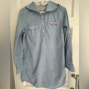 Vineyard Vines Blue/White Striped Cover Up “Performance” Marigot Harbor Sz 6 EXC